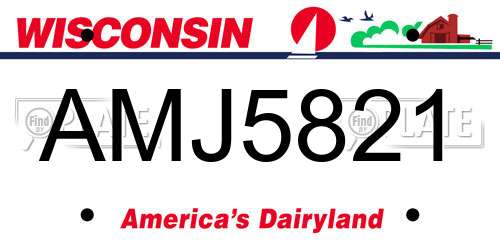 AMJ5821 Wisconsin License Plate