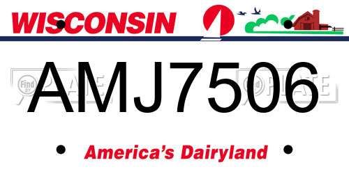 AMJ7506 Wisconsin License Plate
