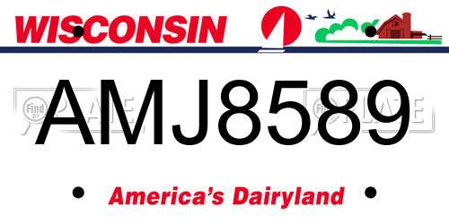 AMJ8589 Wisconsin License Plate