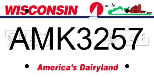 AMK3257 Wisconsin License Plate