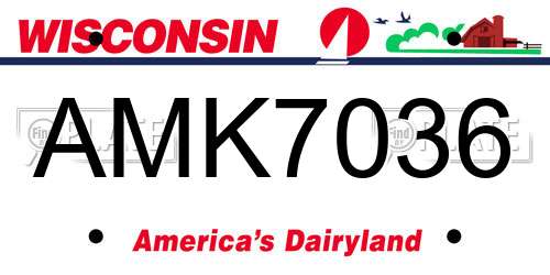 AMK7036 Wisconsin License Plate