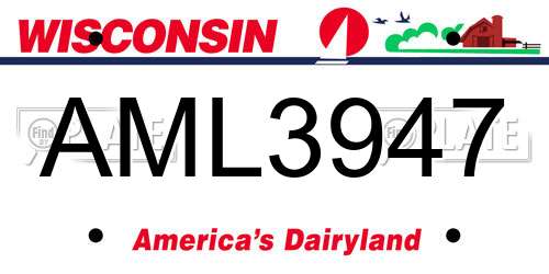 AML3947 Wisconsin License Plate