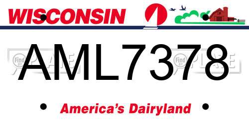AML7378 Wisconsin License Plate