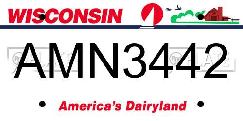 AMN3442 Wisconsin License Plate