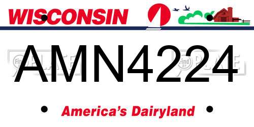 AMN4224 Wisconsin License Plate