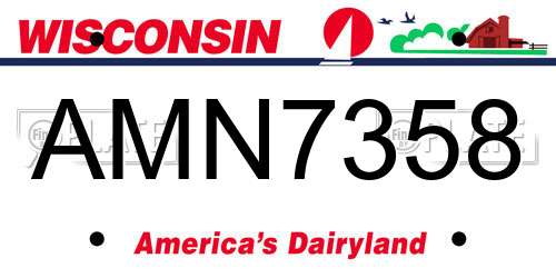 AMN7358 Wisconsin License Plate