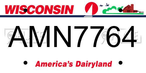 AMN7764 Wisconsin License Plate