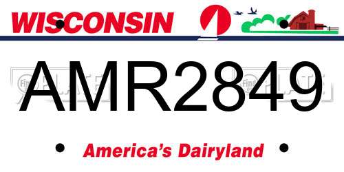 AMR2849 Wisconsin License Plate