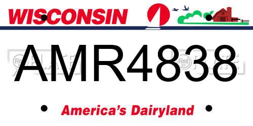 AMR4838 Wisconsin License Plate