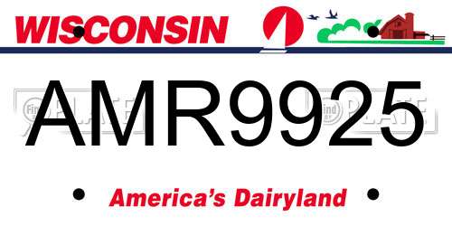 AMR9925 Wisconsin License Plate