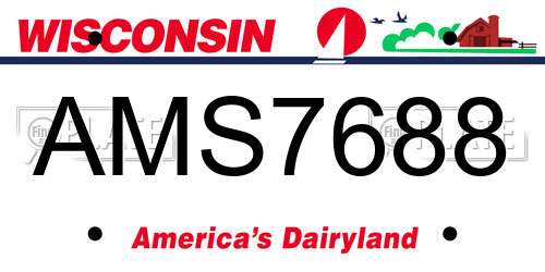 AMS7688 Wisconsin License Plate
