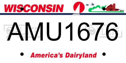 AMU1676 Wisconsin License Plate