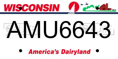 AMU6643 Wisconsin License Plate