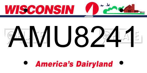AMU8241 Wisconsin License Plate