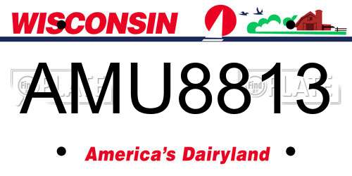 AMU8813 Wisconsin License Plate