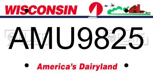 AMU9825 Wisconsin License Plate