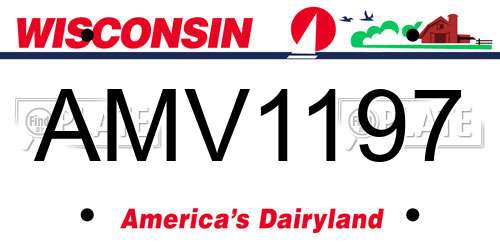 AMV1197 Wisconsin License Plate