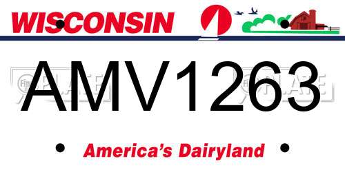 AMV1263 Wisconsin License Plate