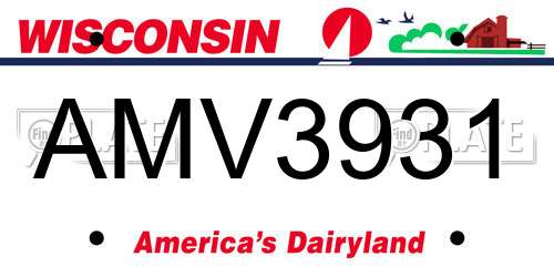 AMV3931 Wisconsin License Plate
