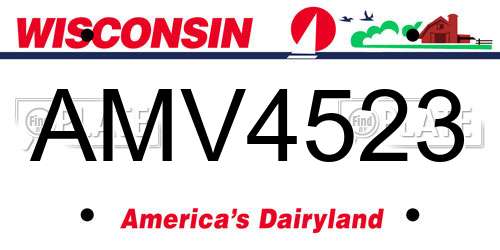 AMV4523 Wisconsin License Plate