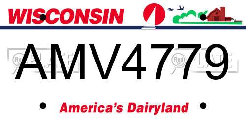 AMV4779 Wisconsin License Plate