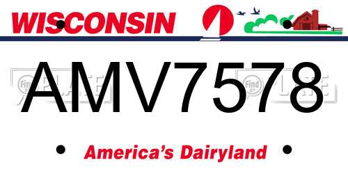 AMV7578 Wisconsin License Plate