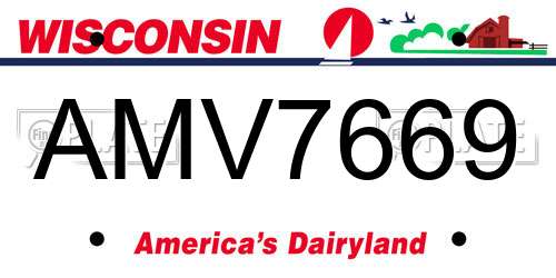 AMV7669 Wisconsin License Plate