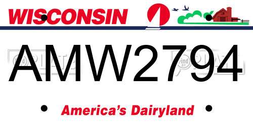 AMW2794 Wisconsin License Plate