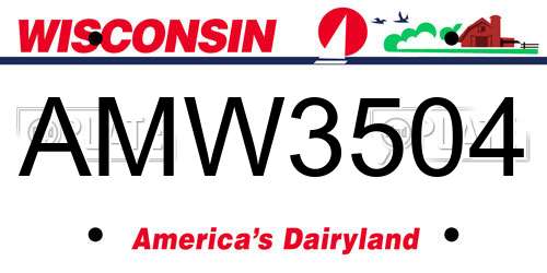 AMW3504 Wisconsin License Plate