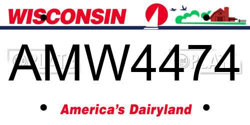 AMW4474 Wisconsin License Plate