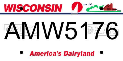 AMW5176 Wisconsin License Plate