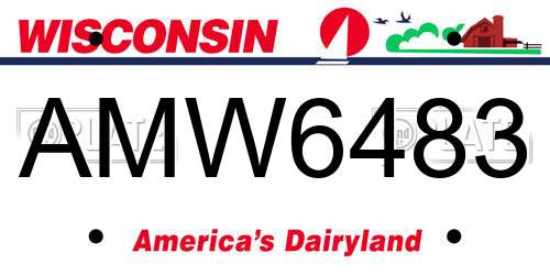 AMW6483 Wisconsin License Plate