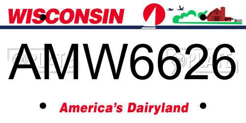 AMW6626 Wisconsin License Plate