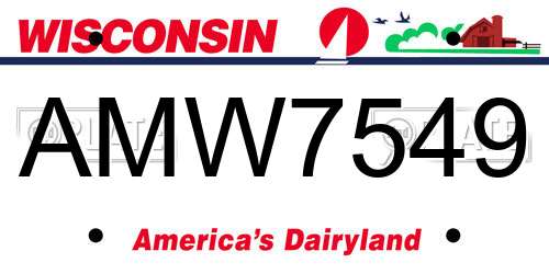 AMW7549 Wisconsin License Plate