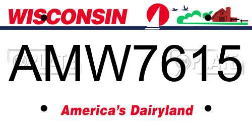 AMW7615 Wisconsin License Plate