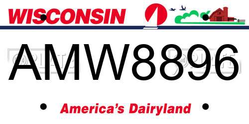 AMW8896 Wisconsin License Plate