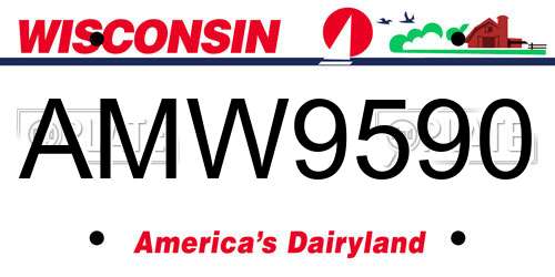 AMW9590 Wisconsin License Plate