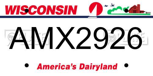 AMX2926 Wisconsin License Plate