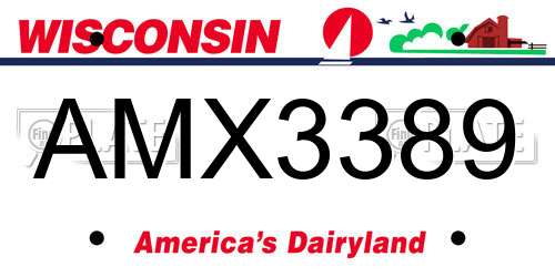 AMX3389 Wisconsin License Plate