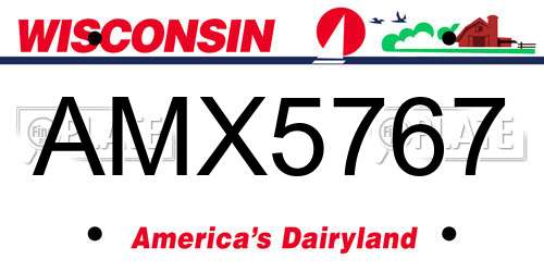 AMX5767 Wisconsin License Plate