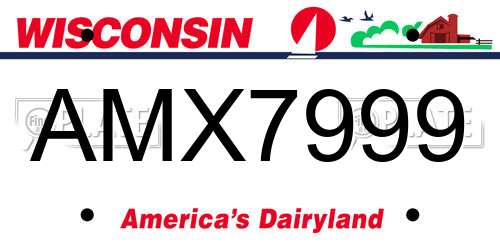 AMX7999 Wisconsin License Plate