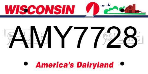 AMY7728 Wisconsin License Plate