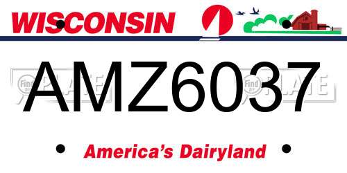 AMZ6037 Wisconsin License Plate