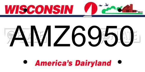 AMZ6950 Wisconsin License Plate