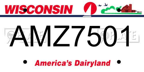AMZ7501 Wisconsin License Plate