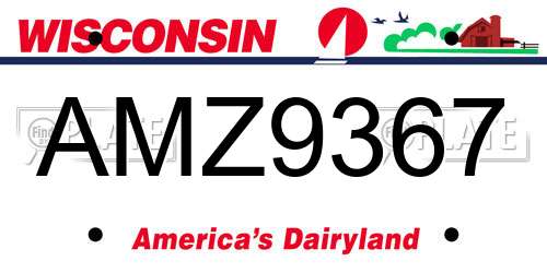 AMZ9367 Wisconsin License Plate