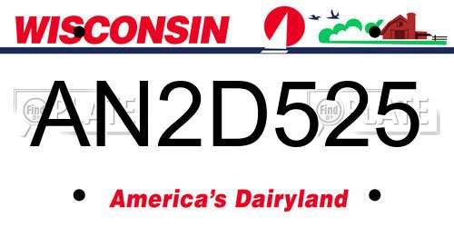 AN2D525 Wisconsin License Plate