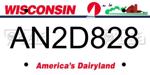 AN2D828 Wisconsin License Plate
