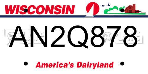 AN2Q878 Wisconsin License Plate