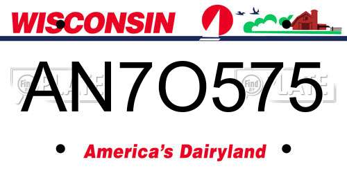 AN7O575 Wisconsin License Plate